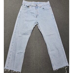 Levi's 505 Jeans‎ 32X30 Light Wash Denim Frayed Hem Cropped Casual VTG Cowboy